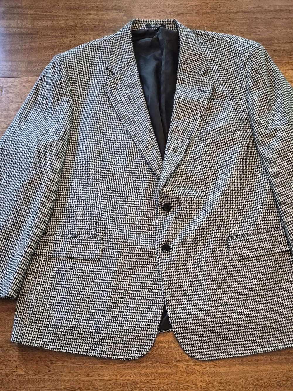 Laughton Hunter Men Houndstooth Sport‎ Coat 95%wool 5% Cashmere - Black & White